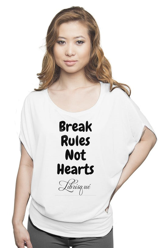 "Break Rules Not Hearts" Flowy Draped Tee
